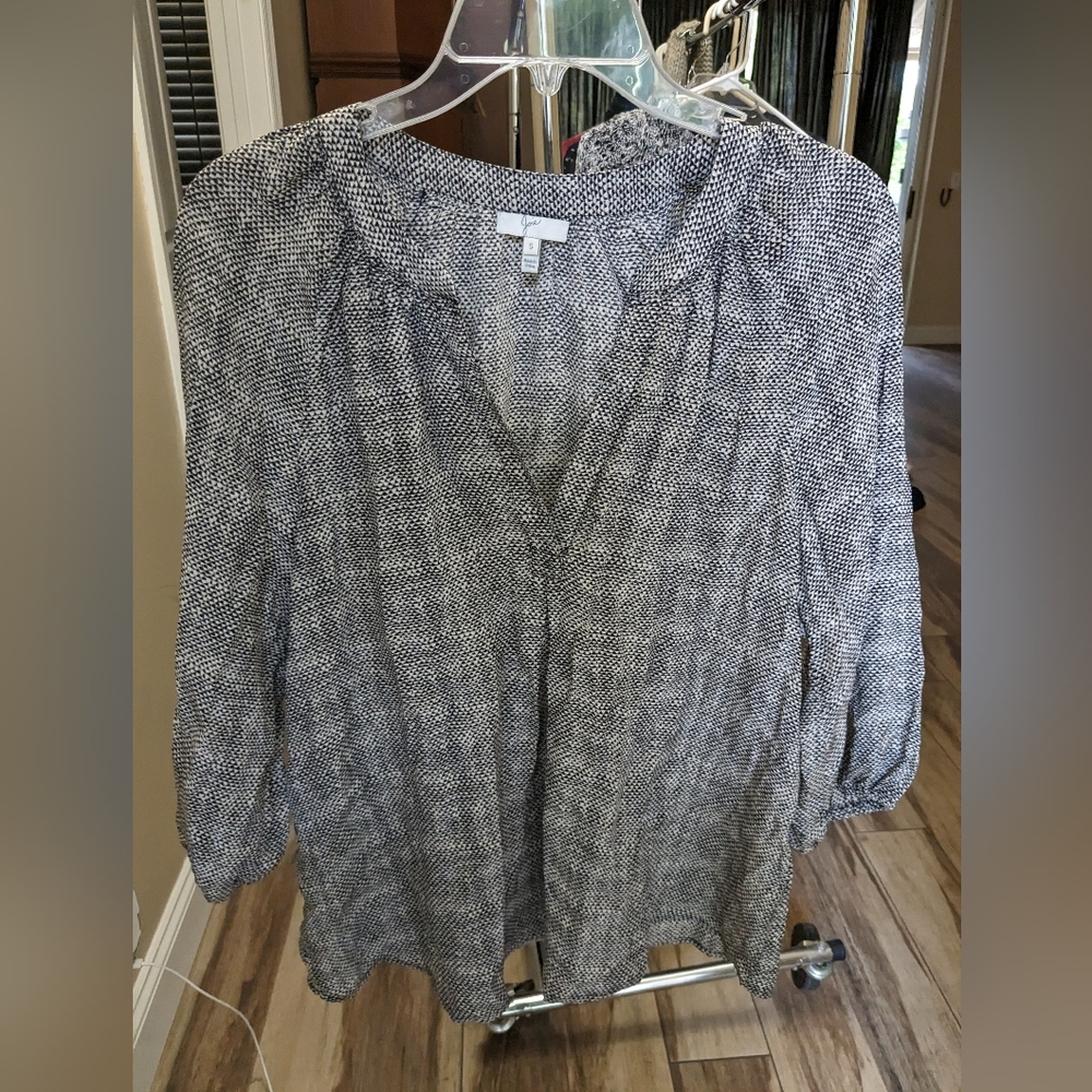 Joie 100% Silk Black and White Blouse